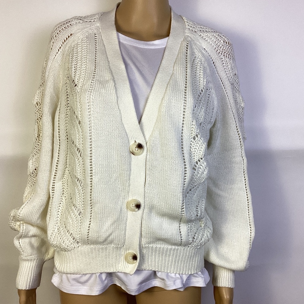 NNT 27 Miles Liana Cotton Knit Cardigan Cream Sz L